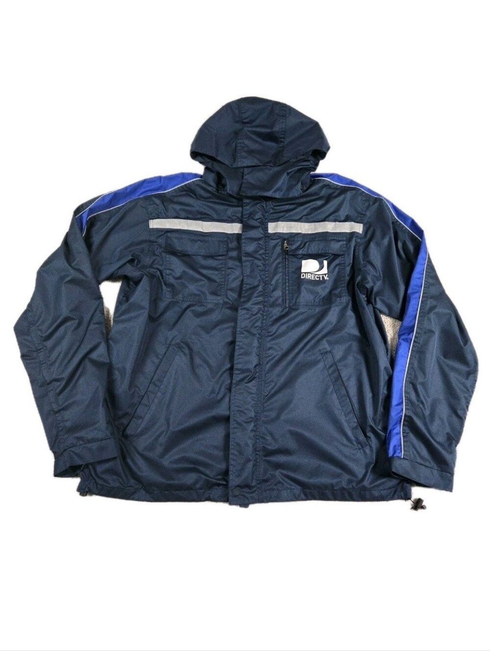 DirecTV Windbreaker Rain Jacket Blue Waterproof Zip Outdoor Size XL Gorpcore
